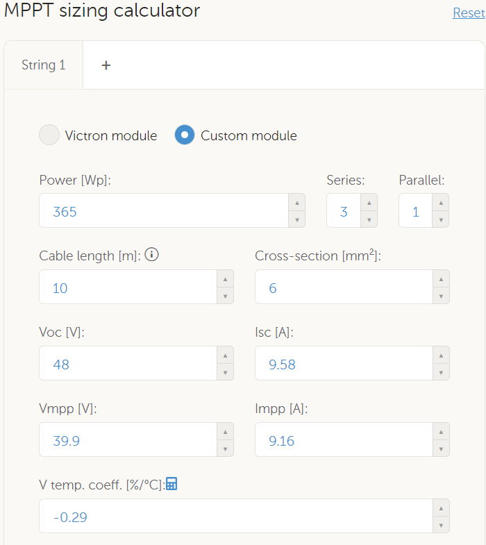 mppt sizing Calculator